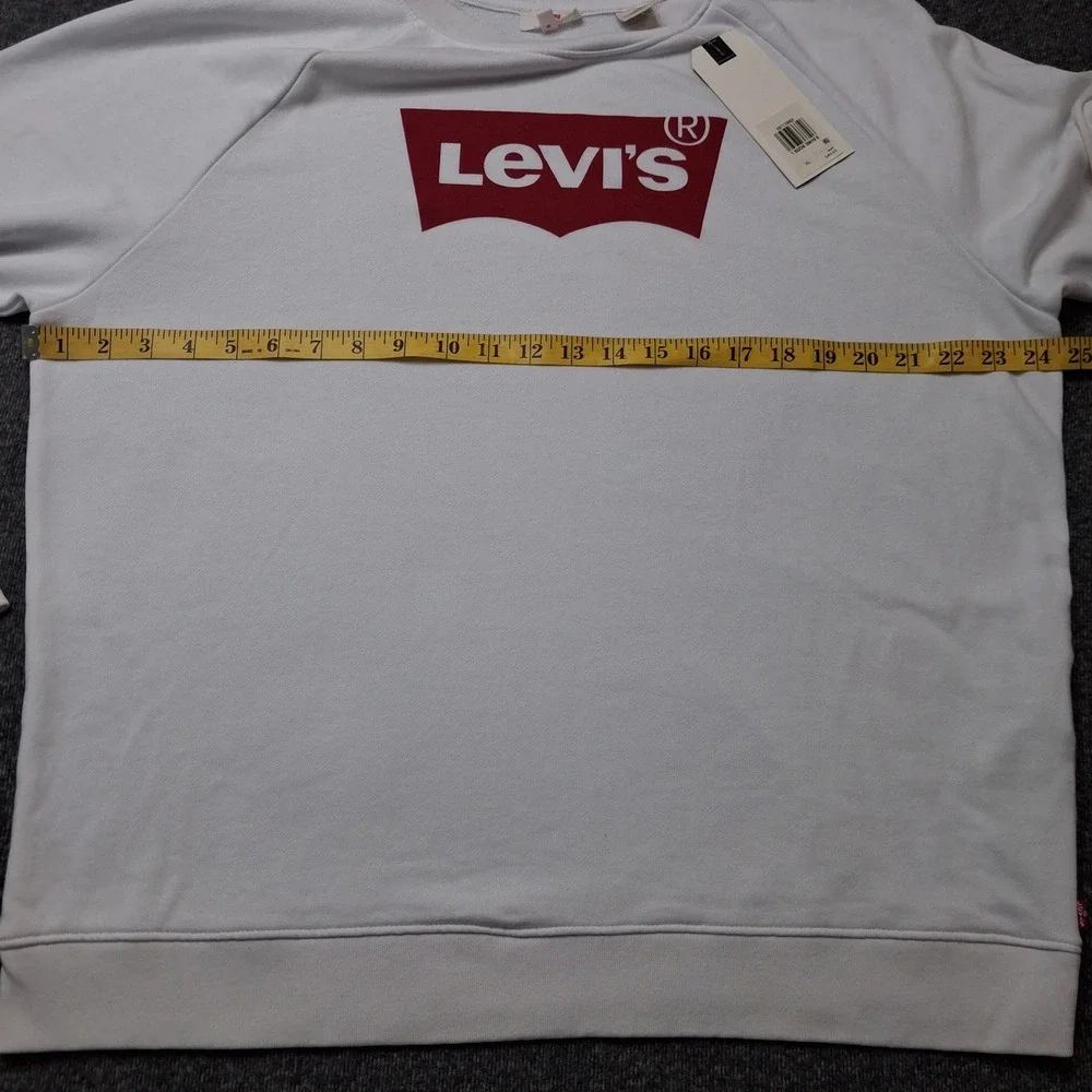 Levis Mens XL White Red Batwing Logo French Terry Raglan Sweatshirt NWT Casual